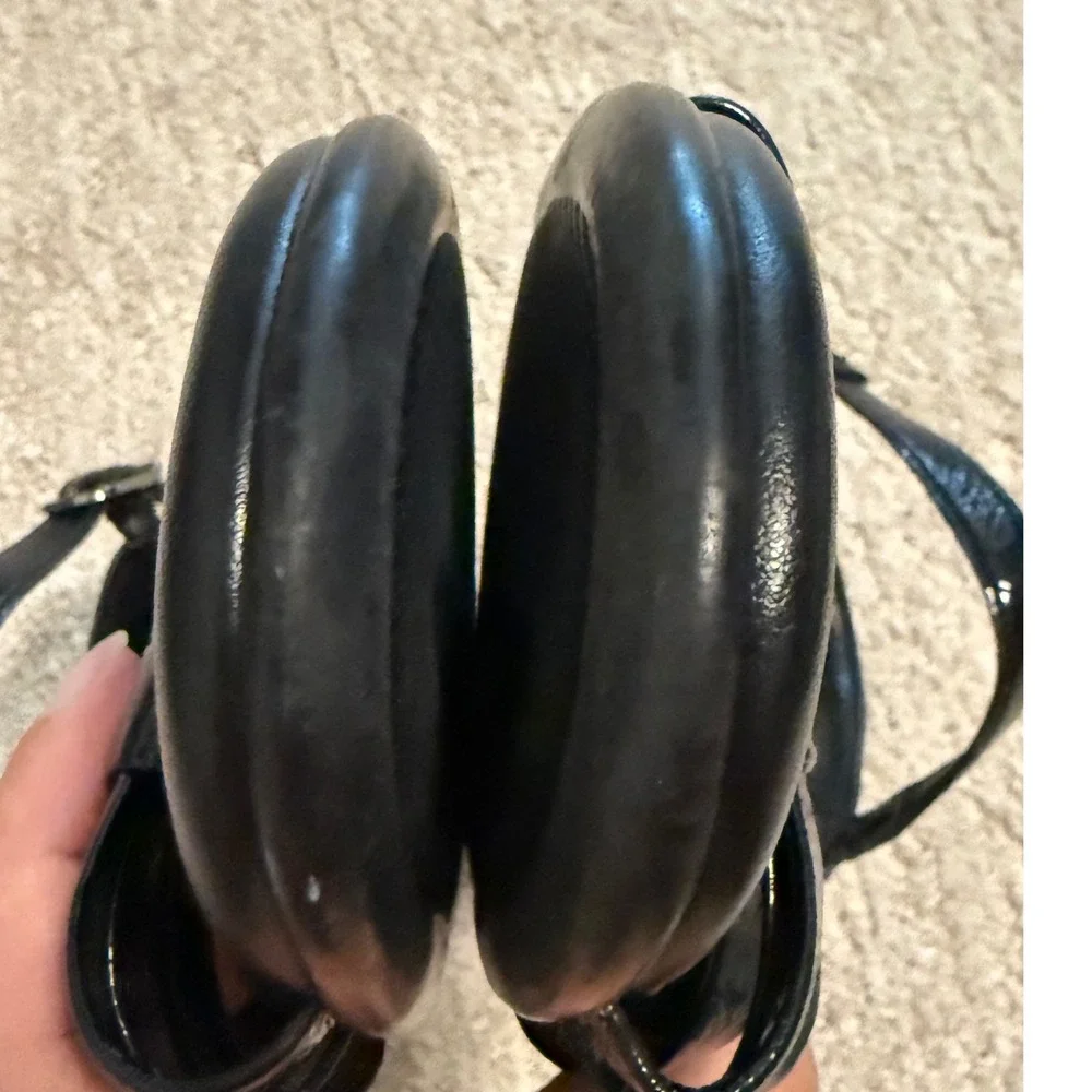 SAS Wedge Sandals Womens 10 M Black Good Patent Leather Tripad Comfort M8 216767